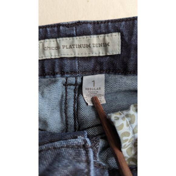 Chico'sY2K Platinum sz1 Wiskers bootcut bling some distressing no cuts flareGUC - Picture 8 of 16